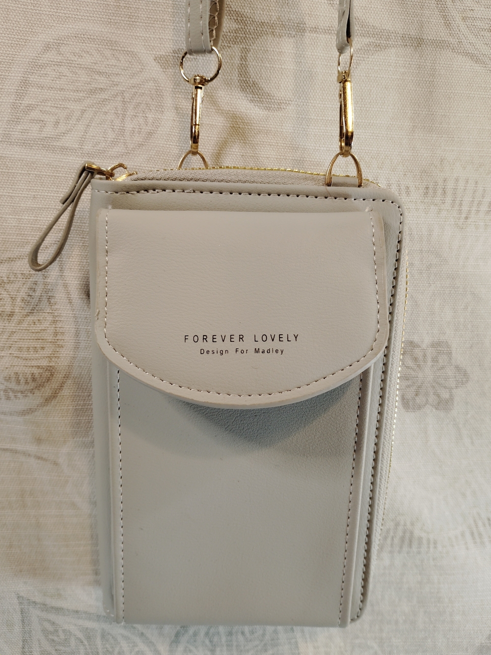 Forever Lovely Light Gray Crossbody Wallet /Phone Bag